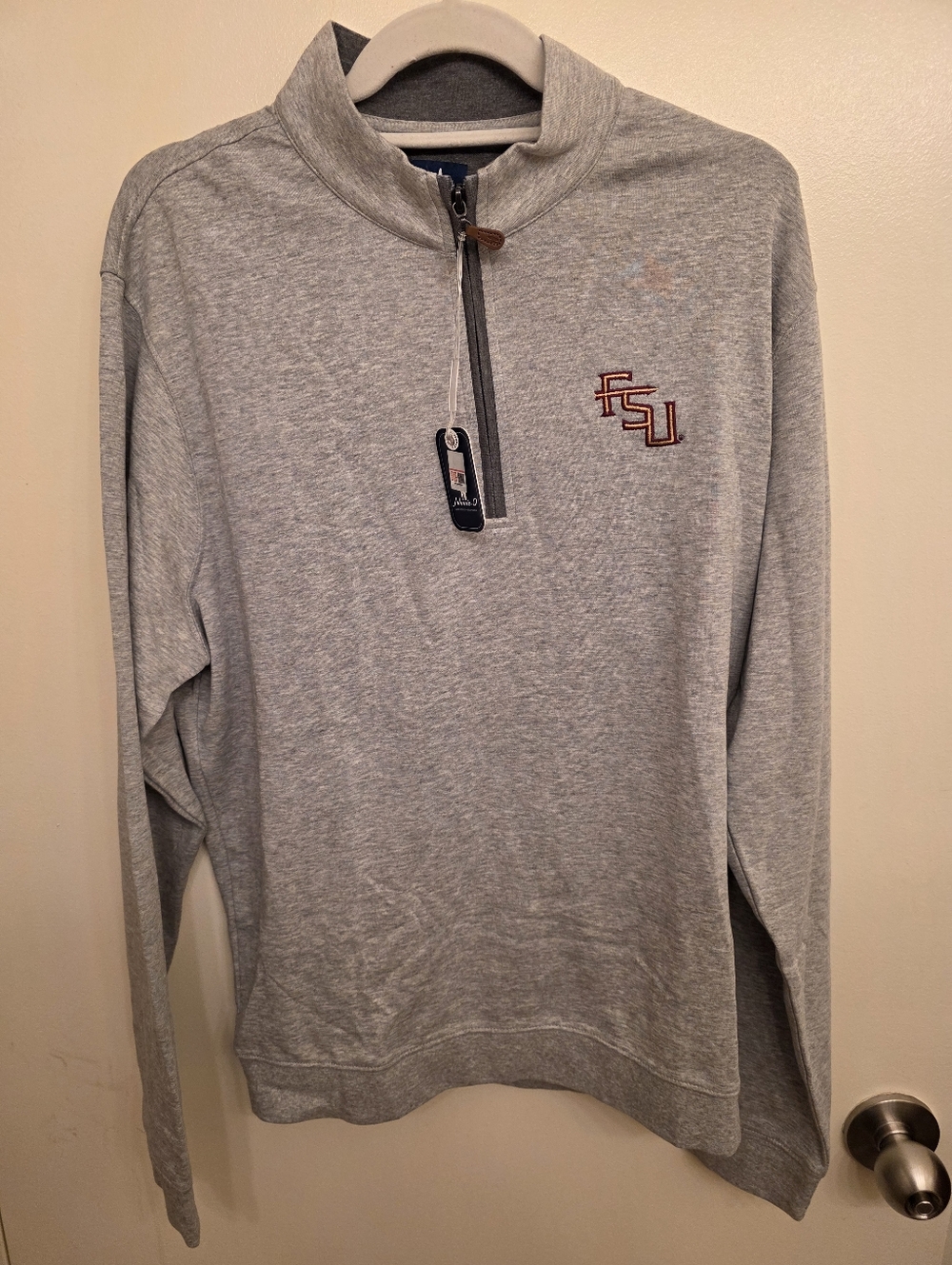 Johnnie-O FSU Gray Men’s Sully Quarter-Zip Sweater